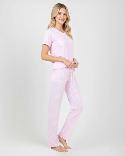 Image of Real Essentials 2 Pack: Women's Comfy Pajama Sets - Short Sleeve Ladies Loungewear Sleepwear PJs (Available In Plus)