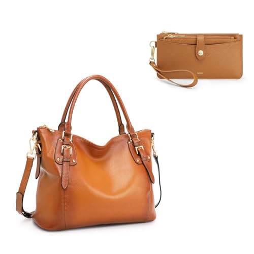 Kattee Leather Purses and Handbags for Women Bundle with Small Leather Phone Purse