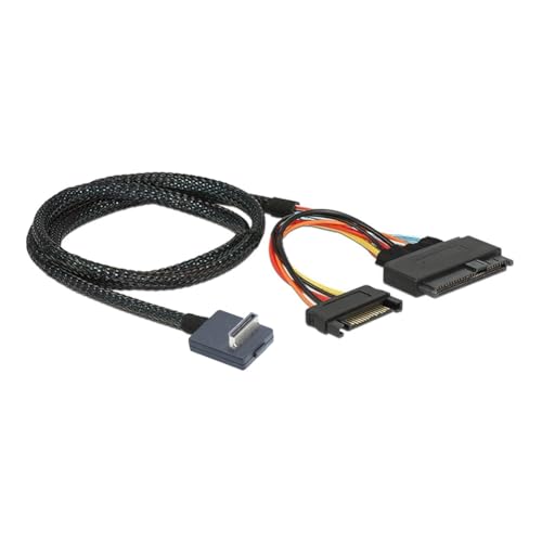 Mocturnity Cable Adaptador PCIE Oculink SFF-8611 4I de 90 Grados A U.2 SAS SFF 8639 NVMe SSD + SATA 15P para Transferencia de Datos de Alta Velocidad de 0,5 M