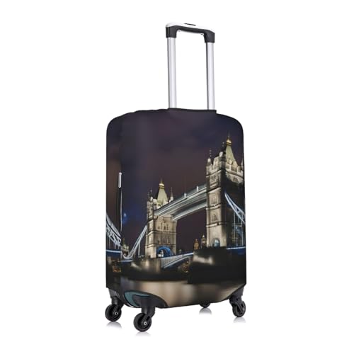 Tower Bridge In London Print Travel Elastic Suitcase Luggage Baggage Cover Protector, Washable And Anti-Scratch3