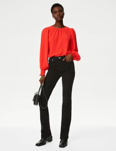 Image of Marks & Spencer Womens Textured Polyester Blend Crew Neck Regular Fit Top