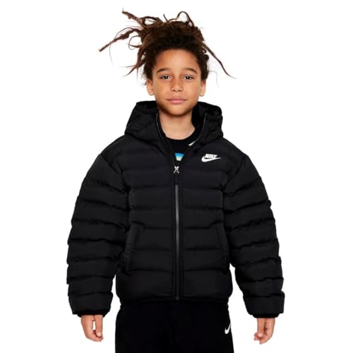 NIKE Unisex - Kids K Nsw Low Synfl Jkt Adp Hip Length Hooded Jkt, BLACK/BLACK/WHITE, XS