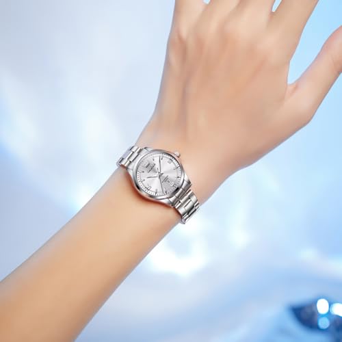 Image of OLEVS Womens Watch Elegant Dress Diamond Analog Quartz Watch Two Tone Stainless Steel Waterproof Luminous Wristwatch