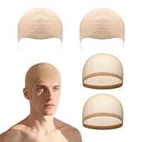 Ferizzia 2 Cappucci Calvi per Adulti, con 2 Retine per Capelli, Parrucca Pelata, Cappello Calvo in Lattice, Bald cap per Feste Di Halloween, Spettacoli Teatrali, Feste, Cosplay