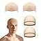 Ferizzia 2 Cappucci Calvi per Adulti, con 2 Retine per Capelli, Parrucca Pelata, Cappello Calvo in Lattice, Bald cap per Feste Di Halloween, Spettacoli Teatrali, Feste, Cosplay