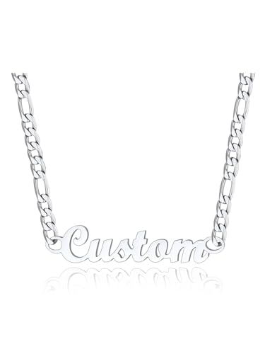 FindChic Custom Name Necklace Personalized Stainless Steel Layered Necklace for Women Girls Gold Plated/Black Name Plate Jewelry Gift for Gf Mom Daughter, with Gift Box