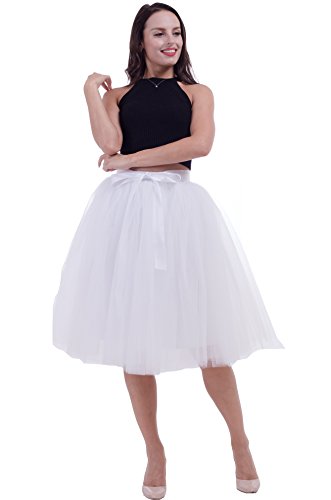 FOLOBE Falda de tutú de Las Mujeres Midi Tulle Faldas 7 Capas...