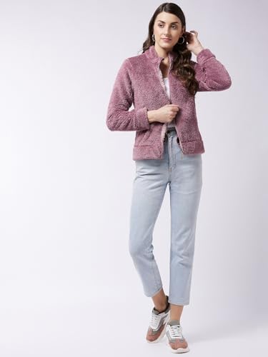 Image of Modeve Women Solid Full Sleeve Fur Standard Length Jacket For Winter