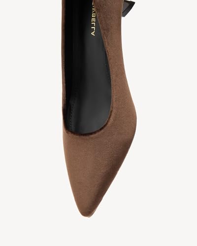 Women's 2.5 Inches Mid Heel Pumps Shoes Suede Pointed Toe Stiletto Heels Slip on Comfort Pumps for Dress, Party, Wedding & Office4