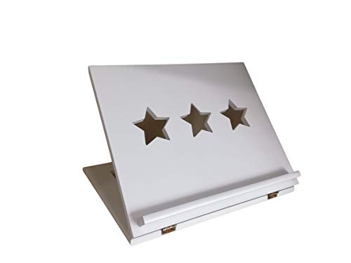 greca Atril Lacado. con Estrellas caladas. Atriles Madera. (Blanco)