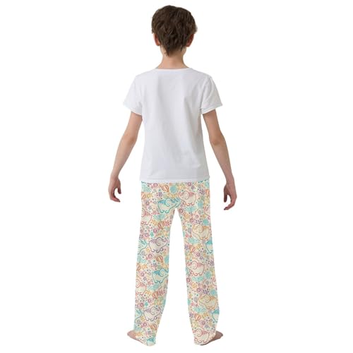 ZZXXB Lovely Elephant and Balloon Boys Long Pants Soft Trousers Elastic Waist Kids Lounge Bottoms with Pockets S-XL3