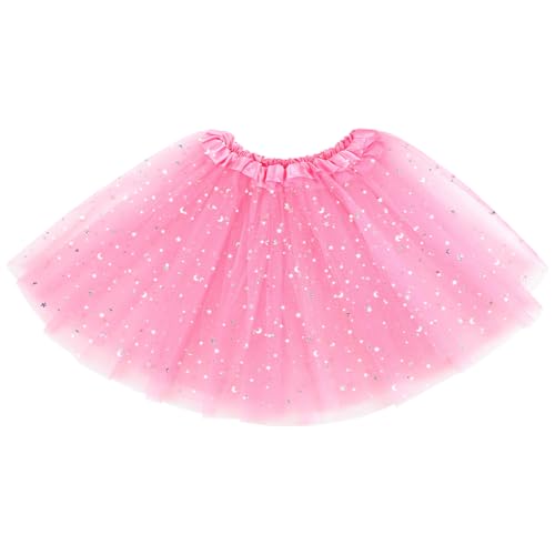AYBUY Tüllrock Mädchen, Sparkle Tütü Rock Ballett Röcke, Pailletten Tütü Kinder mit Elastischer Bund, Ballettrock Prinzessin Minirock für Karneval, Halloween, Party Kostüm für Mädchen 2-7 (Rosa)