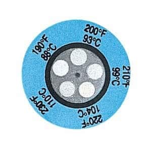 Digi-Sense Irreversible 5-Point Round Temperature Label, 390-435F/199-224C: 25/Pk