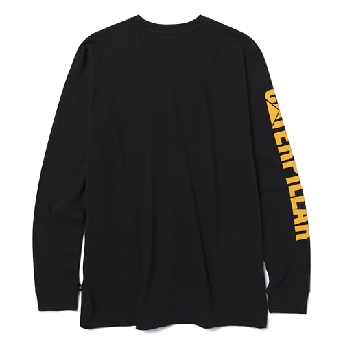 Caterpillar Trademark Banner Long Sleeve Tee Shirts for Men with Center Back Neck Wire Management Loop and Cat Workwear Logo2