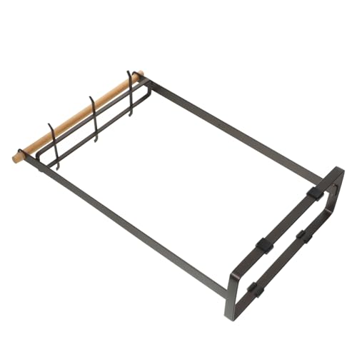 Mobestech Kitchenware Hanging Rack Utensil Holder Hooks Iron Wood Drying Rack over Sink Shelf Organizer
