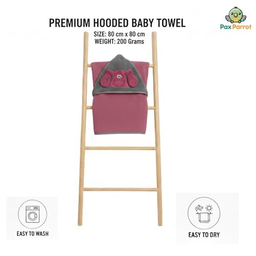 Image of Ultra-Soft Baby Hooded Towel - 100% Cotton Wrap Your Little one in Softness and Joy, Hypoallergenic & Super Absorbent Bath Wrap for Newborns & Toddlers | Cute Animal Design,(0-5Years) (Dusty Pink)