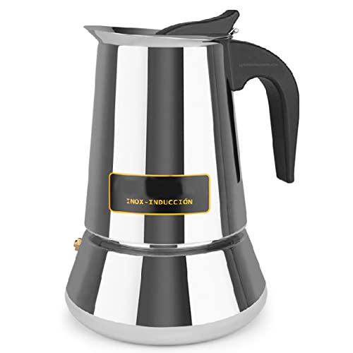 Suinga Cafetera Italiana De Acero Inoxidable. Capacidad 9 Tazas. Utilización Para Gas, Vitrocerámica, Eléctrico E Inducción.