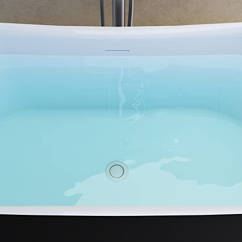 Image of 59 inch Lucite Acrylic Freestanding Bathtub, Double Slipper Shape Contemporary Soaking Tub with Toe-tap Chrome Center Drain, Slotted Overflow, cUPC Certified,Matte Black