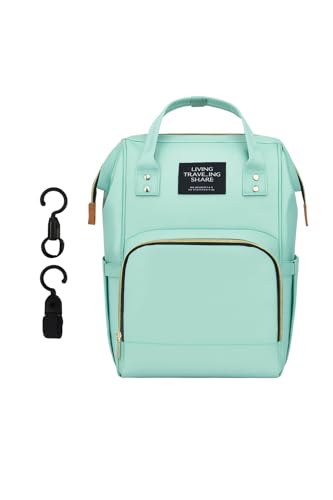 Mochila para pañales con Ganchos para Cochecito.Bolso del Bebé Mamá.Mochila cambiador bebe.Pañaleras para bebés.Mochila cambiador bebé.Mochila Walking Mum.Mochila bebe.(VERDE MENTA)