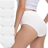 IceReco Damen Unterwäsche High Waist Unterhosen Damen Bauchweg Unterhose Baumwolle 5er Pack Slip Sportunterwäsche Schlüpfer Panties Briefs Underwear Stretch Atmungsaktiv Weich Weiß M