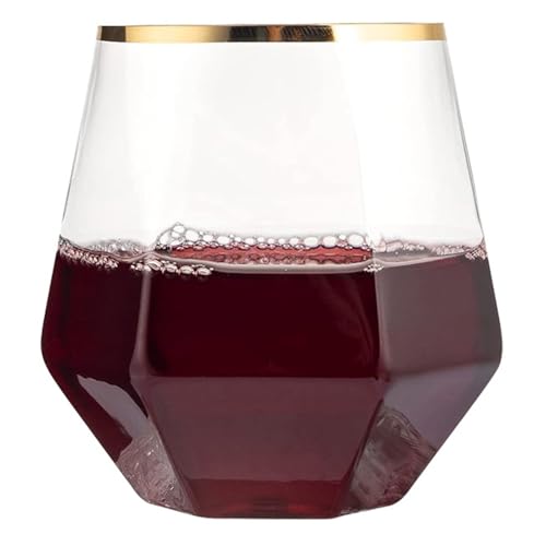 GrnArt 使い捨て透明プラスチック製ステムレスワイングラス 50個セット 飛散防止設計 12オンス容量 BPAフリー リサイクル可能 パーティー イベント用 (C1)