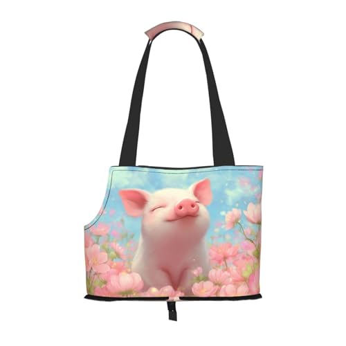 Cute Cartoon Pig Pet Sling Carrier for Small Dog Cats Puppy Portable Tote Bag Pouch for Outdoor Travel Hiking