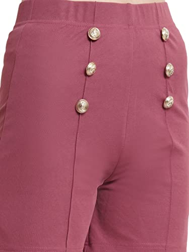 Image of POPWINGS Casual Solid Mid-Rise Button Shorts for Women || Shorts for Women Stylish || Pull-On Women Shorts || Summer Wear Shorts for Women