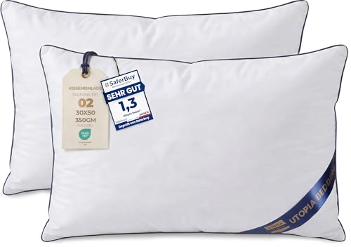 Utopia Bedding 2er Set Kissen 30x50 cm Kissenfüllung für Bett und als Dekokissen Sofakissen Zierkissen für Couch (Weiß)