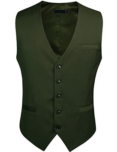 Image of Enlision Men's Suit Vest Business Formal Dress Waistcoat Solid Color Vest for Suit or Tuxedo