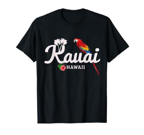 Kauai Hawaii Parrot Guacamayo Vintage Pride Hawaiian Souvenir Camiseta