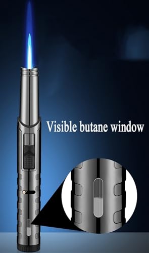 Encendedor visible de butano metal azul resistente al viento miniatura 3