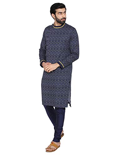 Image of Manyavar Self Design Printed Kurta for Men