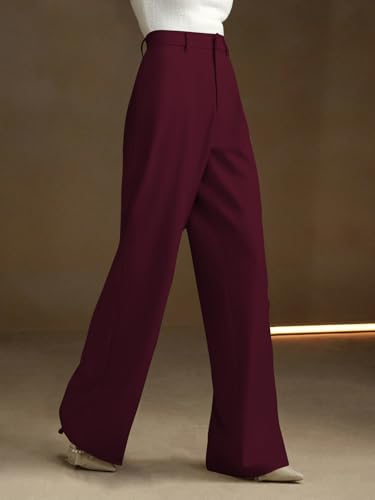 Image of KERI PERRY Trousers for Woman Pants Women's Formal Office Korean | Black Beige Track Pant | Straight | Cotton Spandex Stretchable Trouser | High-Waisted Bottom Wear
