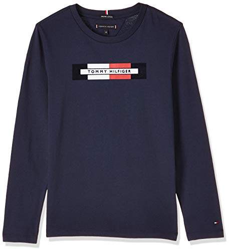 Tommy Hilfiger Essential Hilfiger Logo Tee L/s Maglia a Maniche Lunghe, (Blue Cbk), 92 (Taglia Produttore: 24M) Bambino