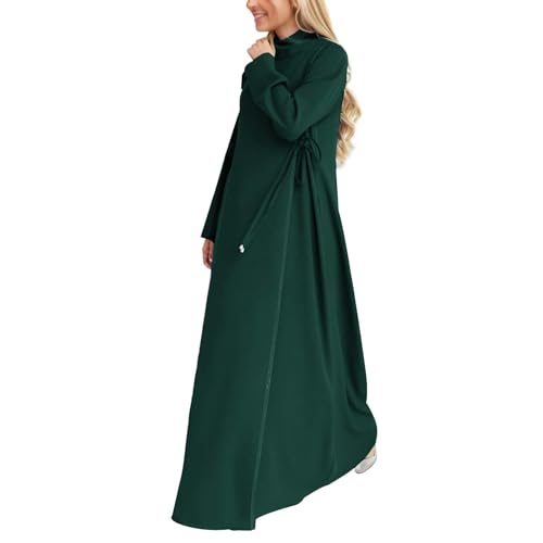Xiaojiu Robe Orientale Femme Robe Longue élégante pour Femme avec col Rond et délicate Bordure...