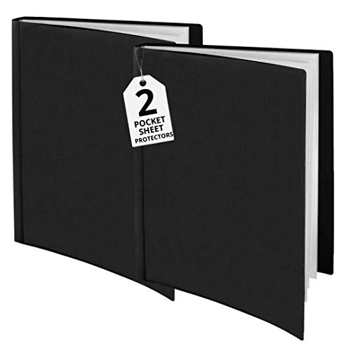 1InTheOffice Portfolio Binder, Presentation Book with Sheet Protectors, Binder with Sleeves, Black Folder, 24-Pocket Bound, 2 Pack