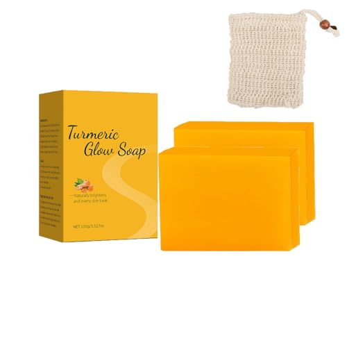 Jabón de cúrcuma orgánico para rostro y cuerpo Piel natural blanqueadora hidratante, descolora manchas oscuras y cicatrices, limpiador suave para pieles sensibles con vitamina C (1 unidad)