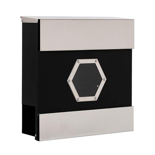 Melko Wandbriefkasten mit Bullauge Schwarz Wandmontage Briefkasten mit...