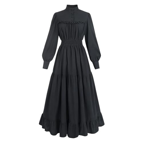 CR ROLECOS Mittelalter Kleidung Damen Viktorianisches Kleid Langarm A-Linie Vintage Edwardianisches Renaissance Maxikleid Ballkleid Abendkleid Damen...