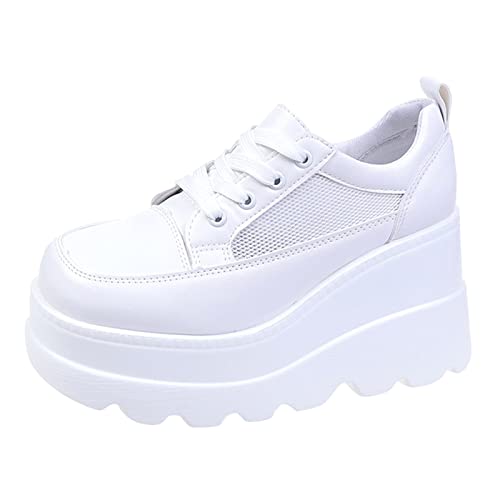 IQYU Sneaker Damen, Sportschuhe Sneaker Walkingschuhe Hallenschuhe Dehnbar Laufschuhe Sportschuhe Sportlich Delivery air Joggingschuhe Delivery air Walking Schuhe Sneaker Reminiscence Foam Disappear On (White, 38) thumbnail