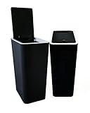 PHOJEWI Small Bathroom Trash Can with Lid, 2 Packs 2 Gallon Dog Proof Trash Can Black Wastebasket Sl