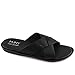 MARC JOSEPH NEW YORK Mens Casual Comfortable Lightweight Fashion Genuine Leather Slip on Criss Cross Slide Indoor and Outdoor Open Sandal Anti Slip Cushion Support Slipper Black Napa 8.5