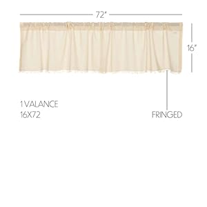 Vhc brands farmhouse 16×72 valance natural rod pocket kitchen window curtain  urban country home decor