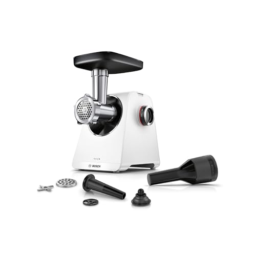 Bosch MultiPower Serie 6 Fleischwolf MFWS607W, 2 Lochscheiben (4,5 und 8 mm), Edelstahl,...