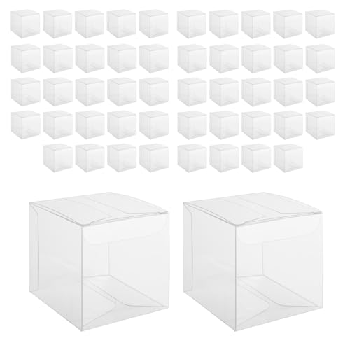 VIOPDER 50 Piezas Cajas de PláStico Transparente para Regalos Caja de Embalaje de Pvc Embalaje de Regalo Caja de Dulces Transparente Cajas de Regalo de Boda Favores de Fiesta