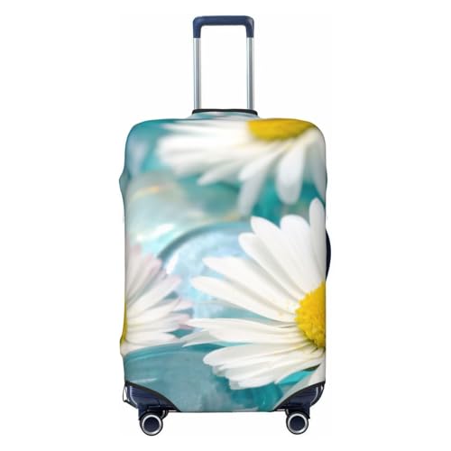 Daisy Flowers Print Luggage Cover For Suitcase,Washable Elastic Travel Suitcase Protector With Zipper Closure And Bottom Buckle – Fits 18-32