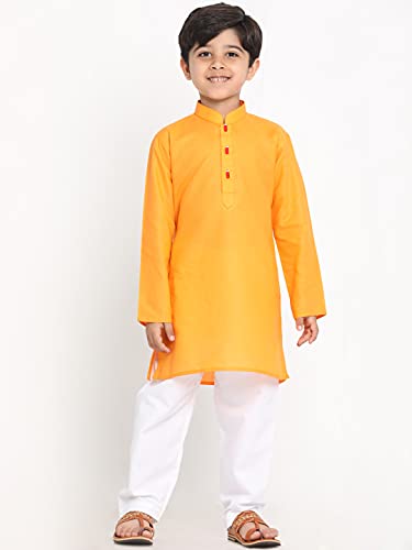 Image of JBN Creation Boys Cotton Blend Kurta Pyjama Set - Ethnic Elegance for Festivals | Comfortable Classic Collar Full Sleeves Kurta for Kids