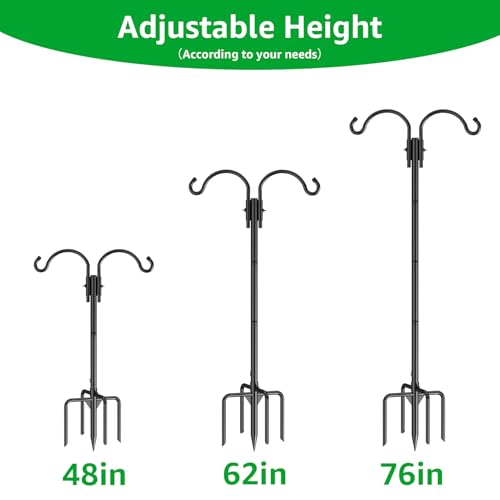 Image of GOFORWILD 2 Pack Adjustable 76inch Double Shepherds Hook for Outdoor