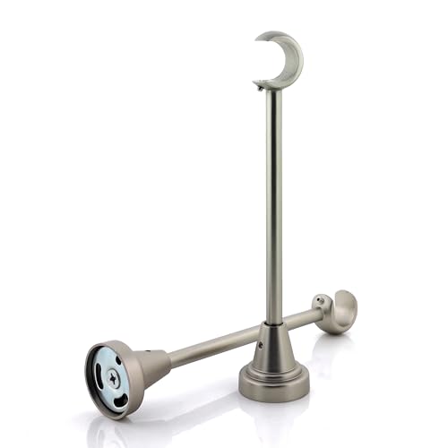 GIRASOLE HOME® Soporte largo abierto para barra de cortina de 2 piezas, soporte de pared de aluminio resistente para bastones de 18-20 mm de diámetro (Aperta 198 mm, níquel satinado)