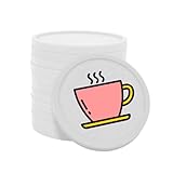 CombiCraft 100 Fichas de plástico Color Blanco con Dibujo Taza de café - 29 mm de diámetro - para Juegos y restauración, Vale de consumición.